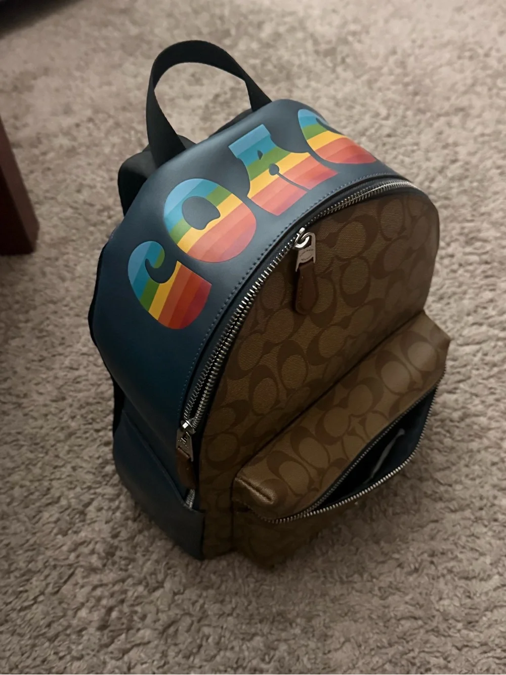 Coach Men's Blue Signature Canvas Mini Backpack